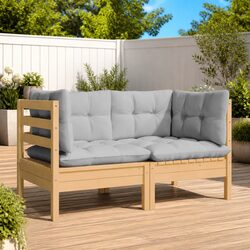 Durable 2-Seater Outdoor Garden Sofa with Grey Cushions