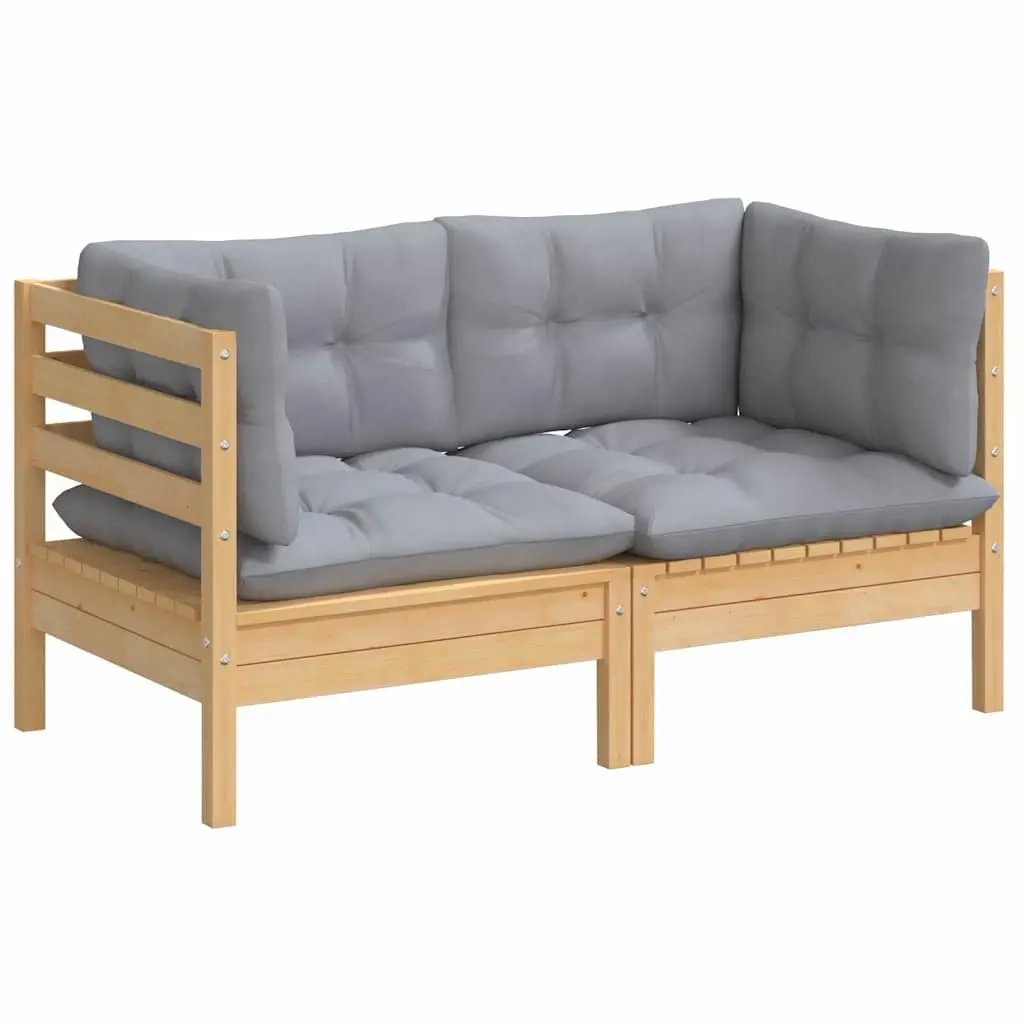 2-Seater Outdoor Garden Sofa with Grey Cushions