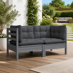 Durable 2-Seater Garden Sofa with Grey Cushions