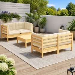 Durable 5 Piece Garden Lounge Set with Cream Cushions