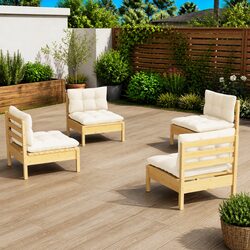 4 Piece Outdoor Patio Furniture Set with Cream Cushions