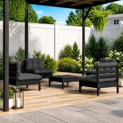 5-Piece Garden Lounge Set with Pinewood and Anthracite Cushions