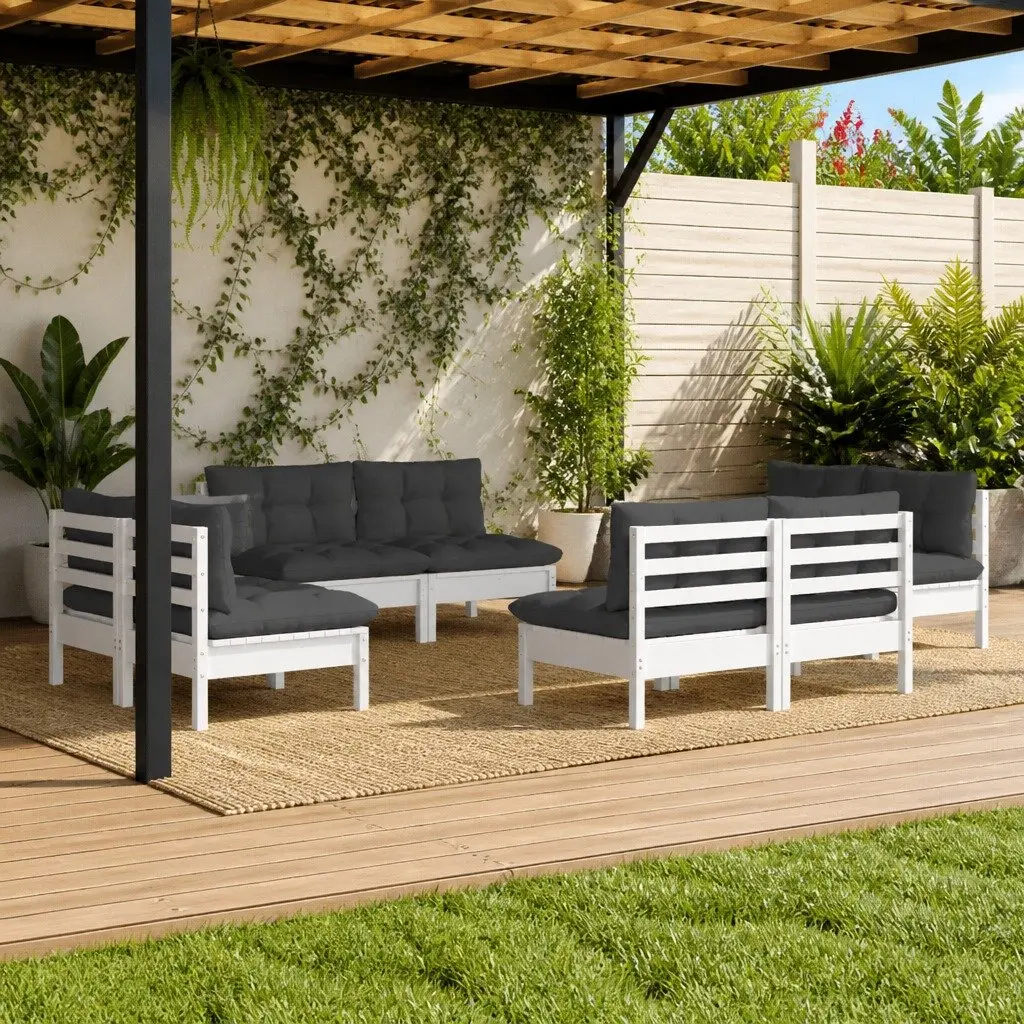 Modular 8 Piece White Outdoor Lounge Set for Garden