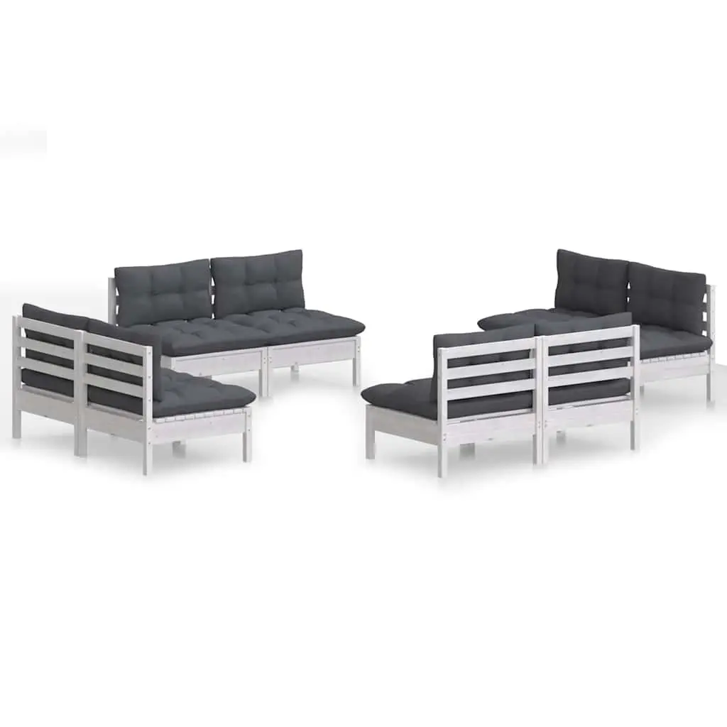 Modular 8 Piece White Outdoor Lounge Set for Garden