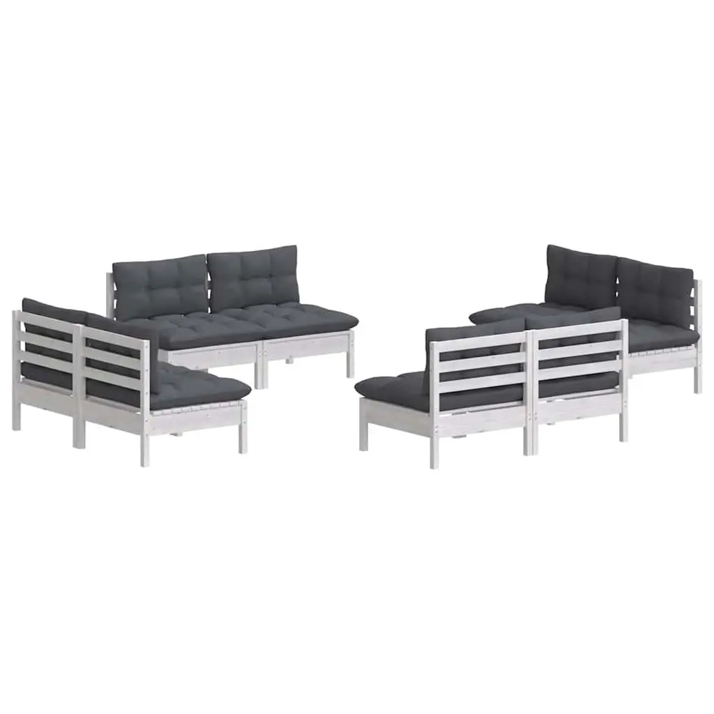 Modular 8 Piece White Outdoor Lounge Set for Garden