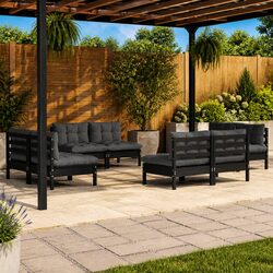 8 Piece Modular Patio Furniture Set with Pinewood Construction