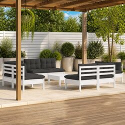 Premium 9 Piece Pinewood Garden Lounge Set with Cushions