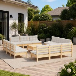 Premium 13 Piece Modular Garden Lounge Set with Cream Cushions