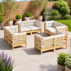 8-Piece Garden Lounge Set with Cream Cushions