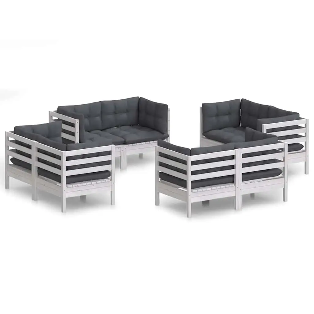 8 Piece White Modular Lounge Set for Outdoors
