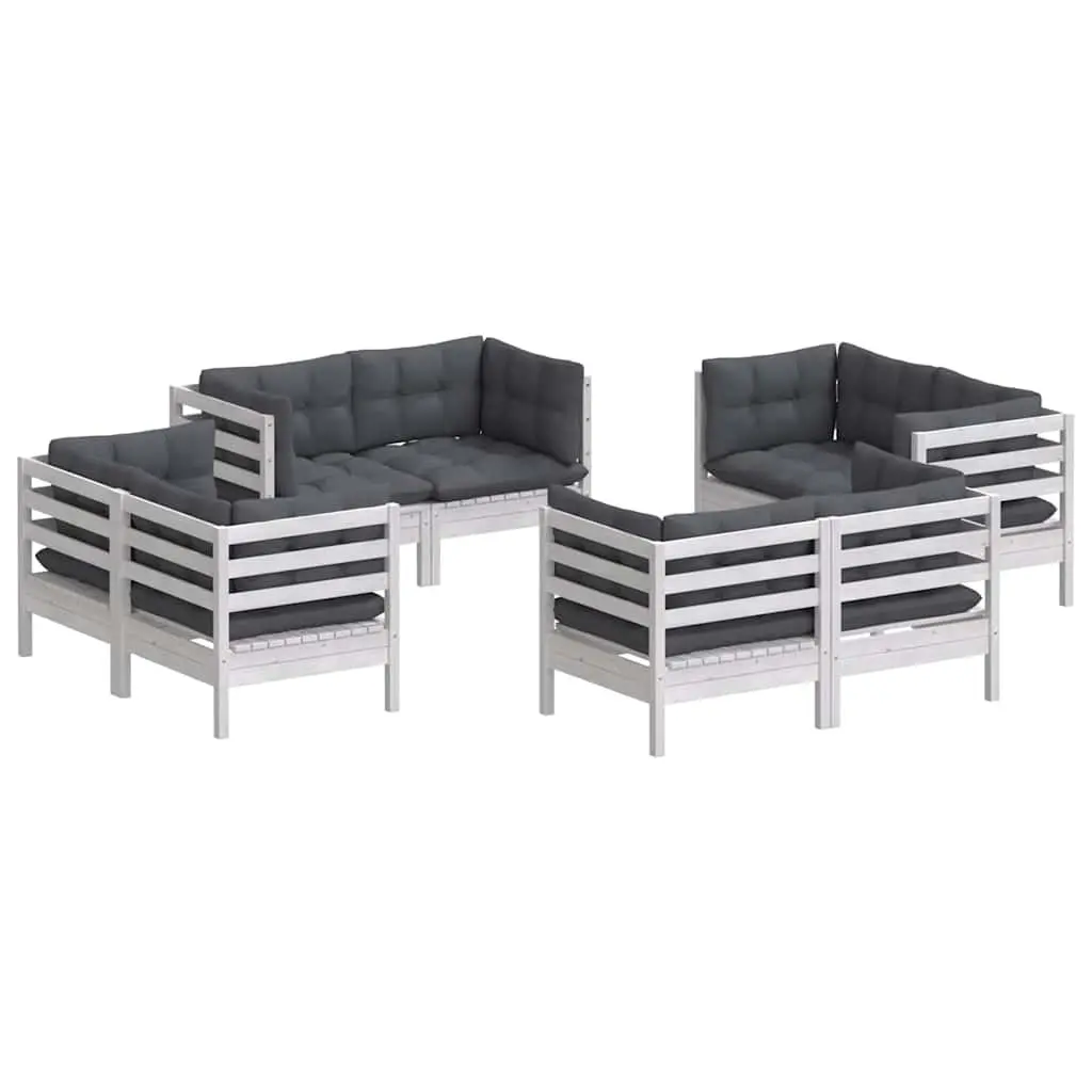8 Piece White Modular Lounge Set for Outdoors