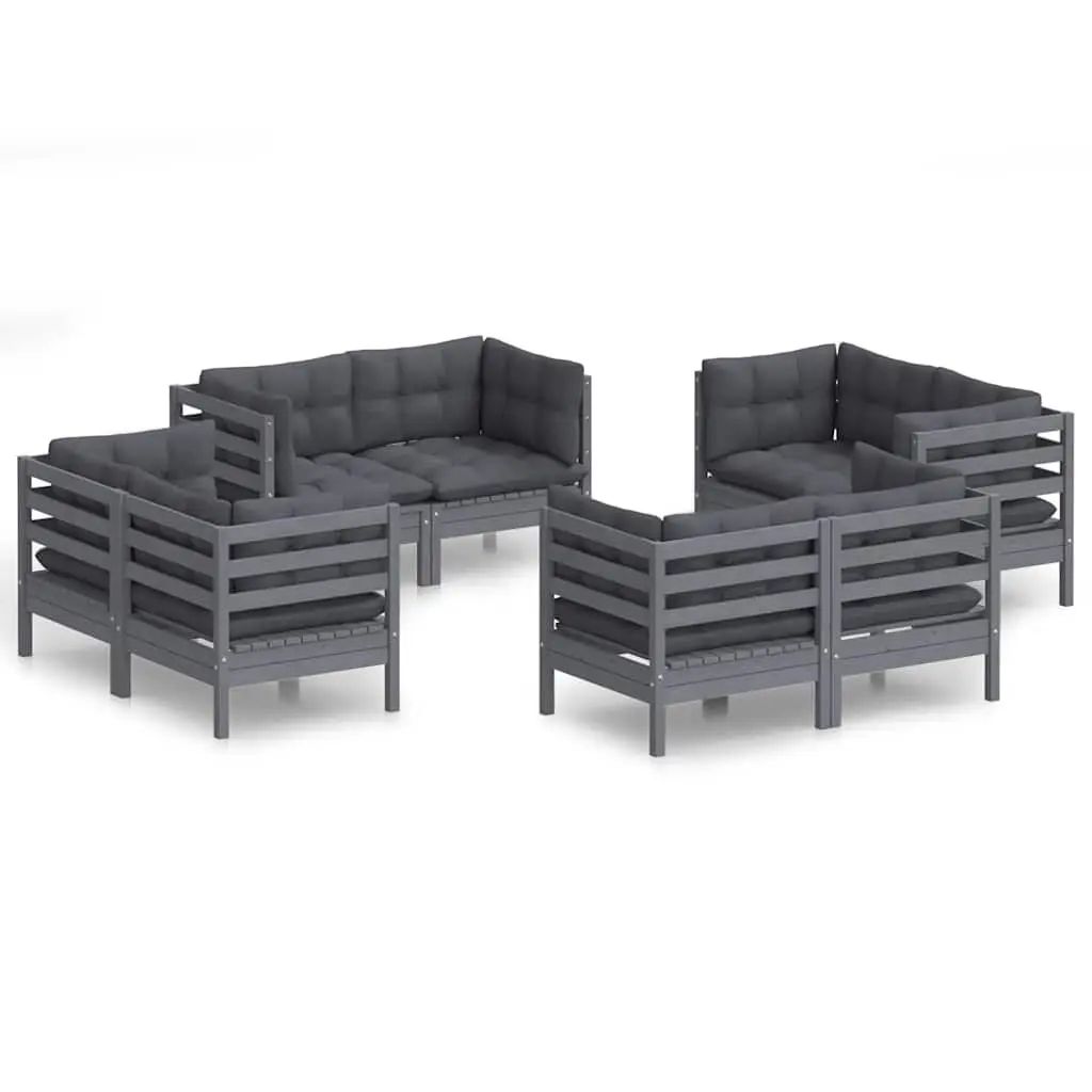 8 Piece Modular Garden Lounge Set with Grey Cushions