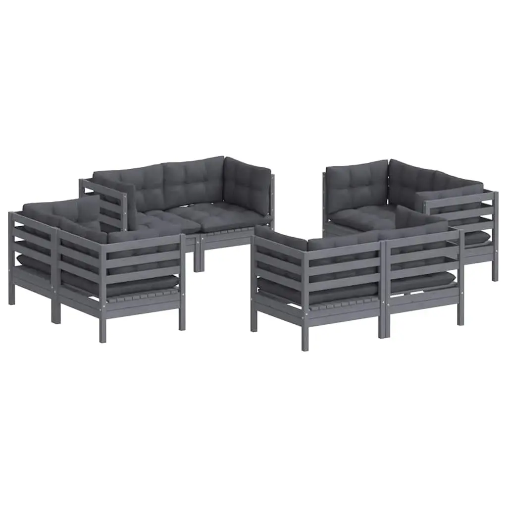 8 Piece Modular Garden Lounge Set with Grey Cushions