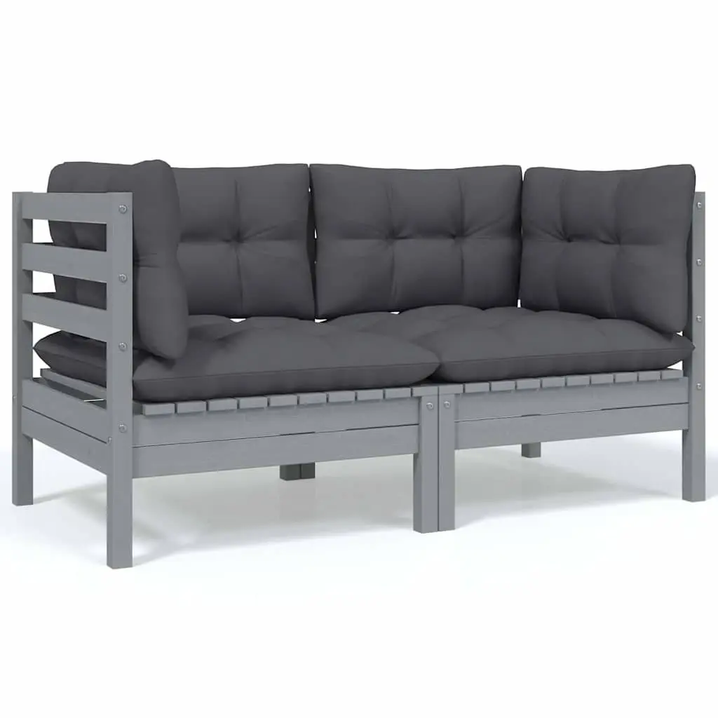 8 Piece Modular Garden Lounge Set with Grey Cushions