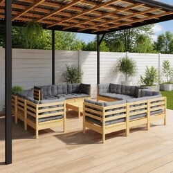 Premium 13 Piece Garden Lounge Set with Grey Cushions