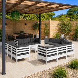 Durable 13-Piece Garden Lounge Set with Pinewood Frame