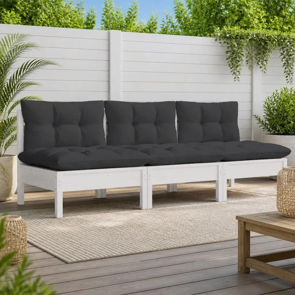 Modular 3-Seater Garden Sofa with Cushions in White