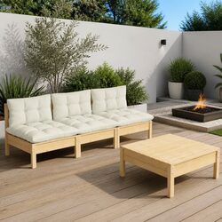 4 Piece Outdoor Patio Furniture Lounge Set with Cushions