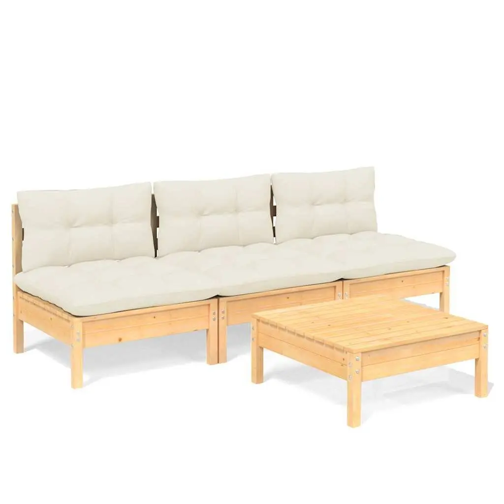 4 Piece Outdoor Patio Furniture Lounge Set with Cushions