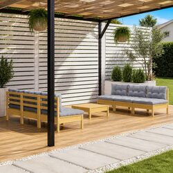 Sturdy 7 Piece Grey Cushioned Garden Lounge Set
