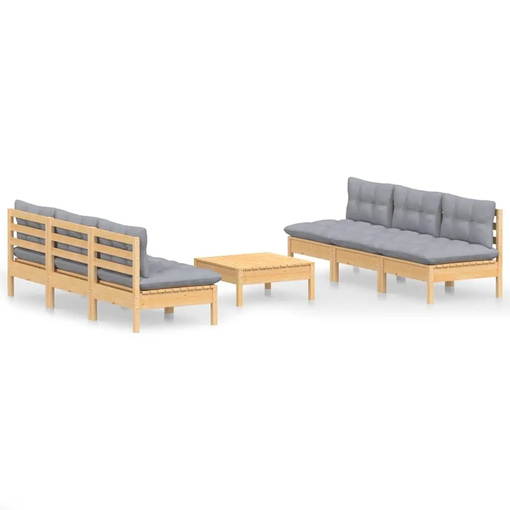 7 Piece Grey Cushioned Garden Lounge Set