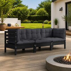 Durable 3-Seater Outdoor Garden Sofa with Cushions