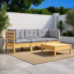 Premium 4-Piece Garden Lounge Set with Grey Cushions