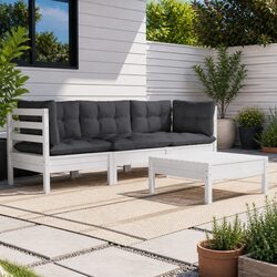 4-Piece White Garden Lounge Set with Cushions