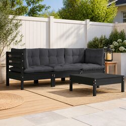 Outdoor Patio Furniture Set: 4-Piece Pinewood Lounge