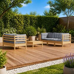 Durable 6-Piece Garden Lounge Set with Grey Cushions