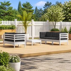 White Modular Garden Lounge Set: 6-Piece Outdoor Furniture