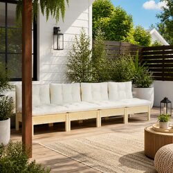 Durable 4-Seater Garden Sofa with Modular Design and Cream Cushions