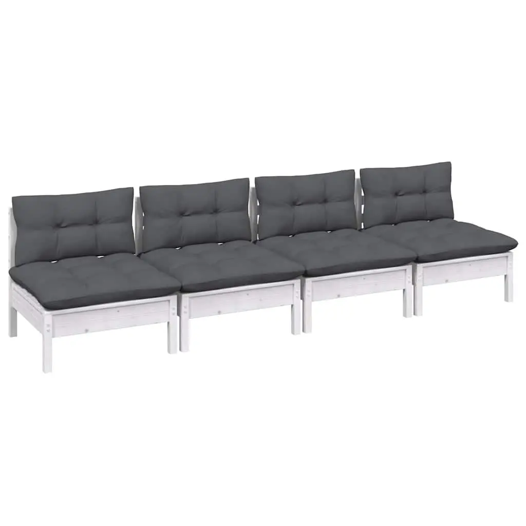 4-Seater Garden Sofa Outdoor Patio Lounge Pinewood Modular Seating with Cushions