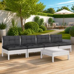 Premium 5 Piece Garden Lounge Set with Pinewood Construction
