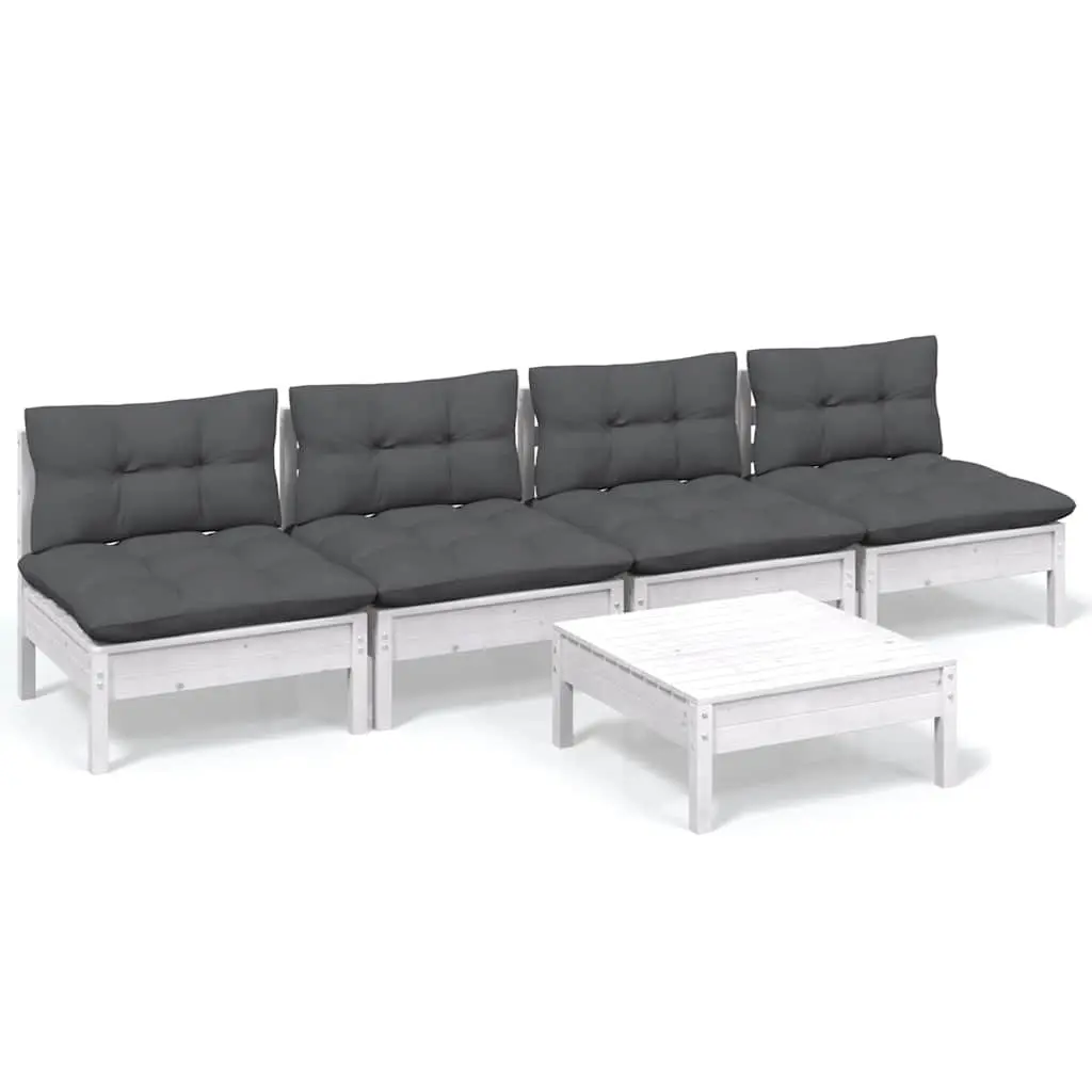 5 Piece Garden Lounge Set with Pinewood Construction