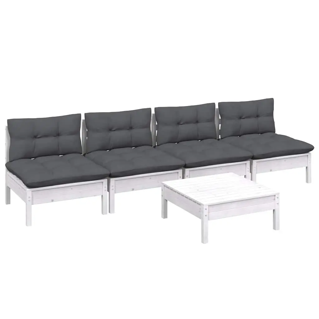 5 Piece Garden Lounge Set with Pinewood Construction
