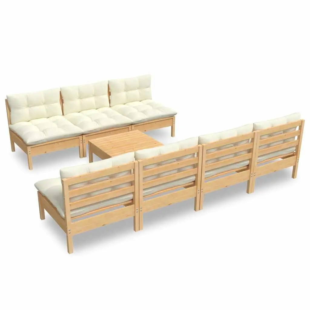 8-Piece Modular Outdoor Patio Furniture Set in Cream