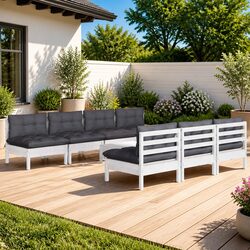 Premium 8 Piece Modular Garden Lounge Set in White
