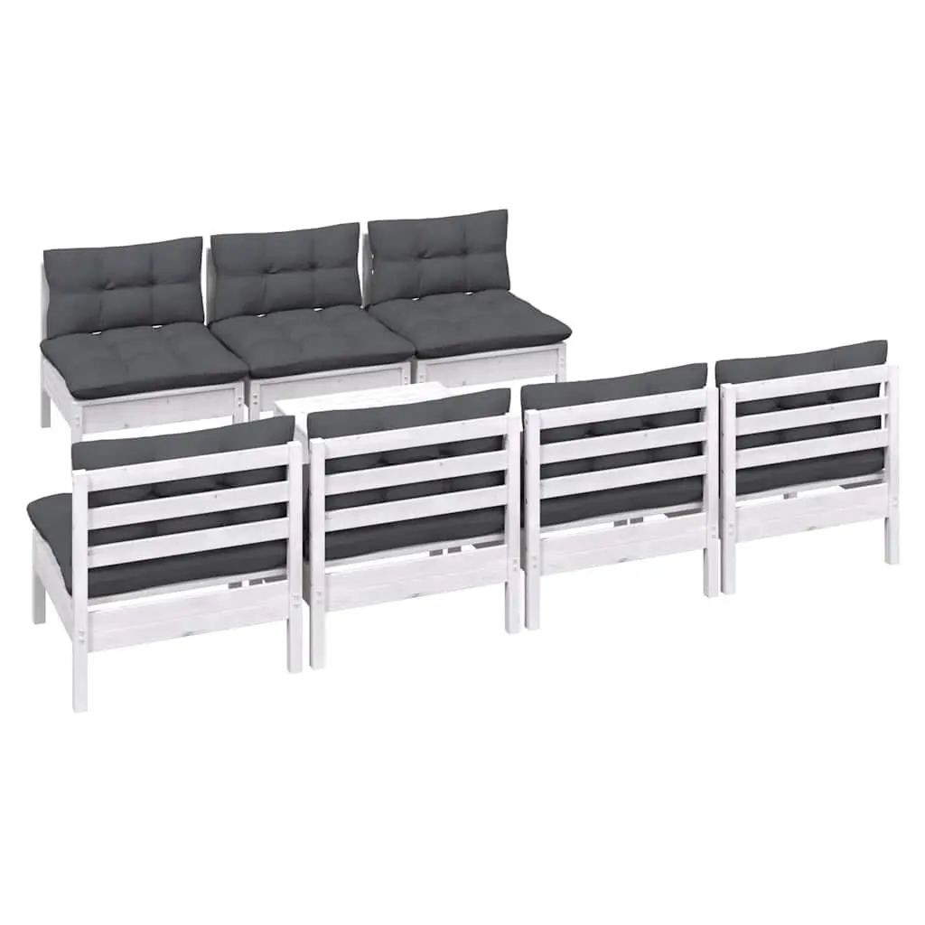 8 Piece Modular Garden Lounge Set in White