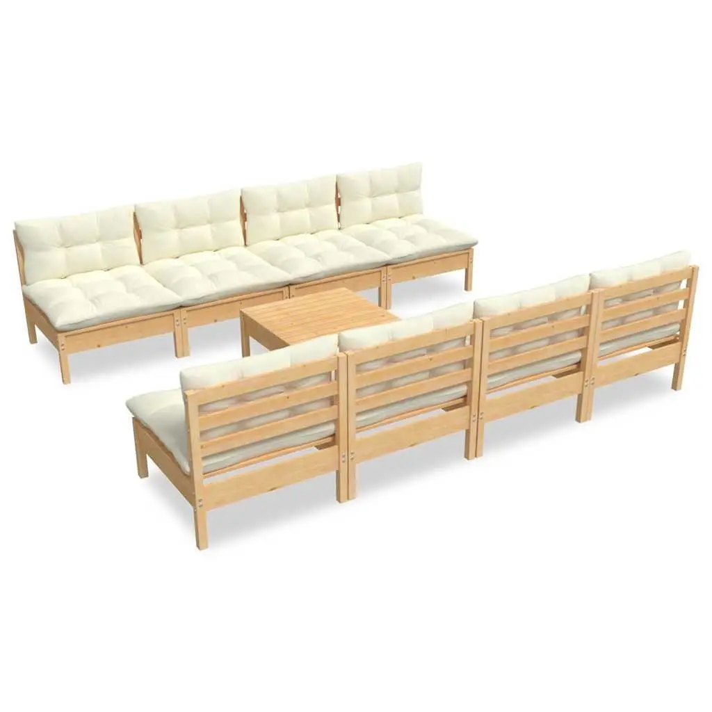 9-Piece Modular Garden Lounge Set with Cream Cushions