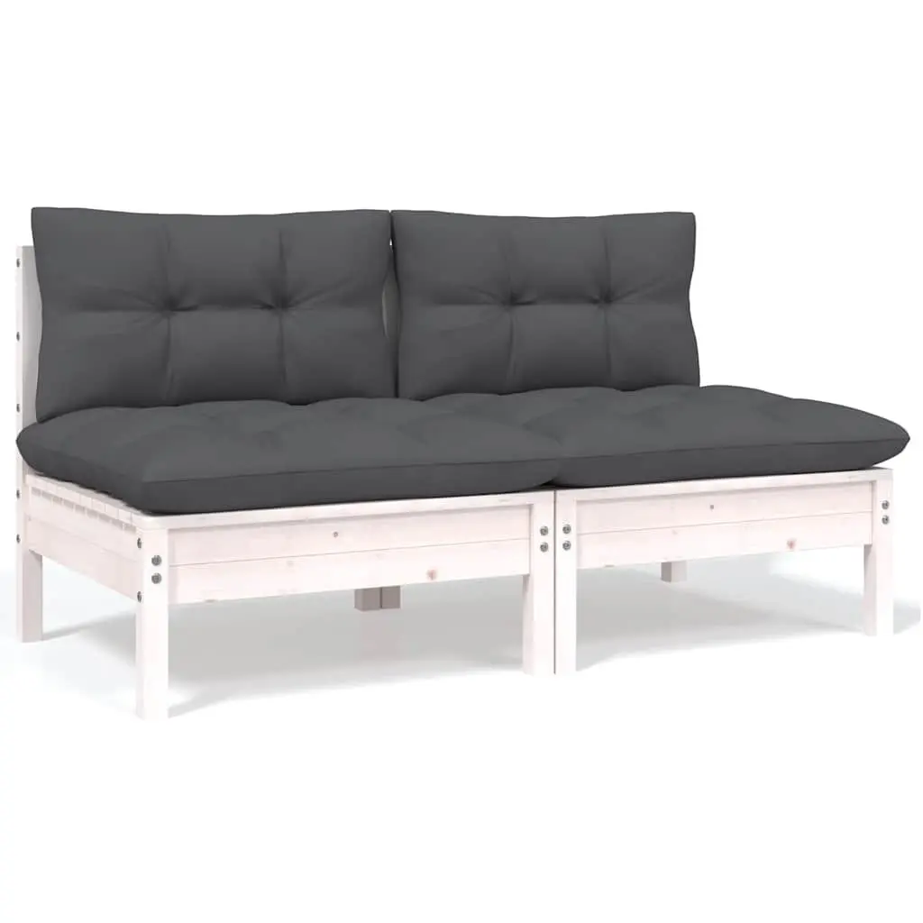 Garden Lounge Set Solid Pinewood 9 Piece Outdoor Patio Furniture with Cushions White