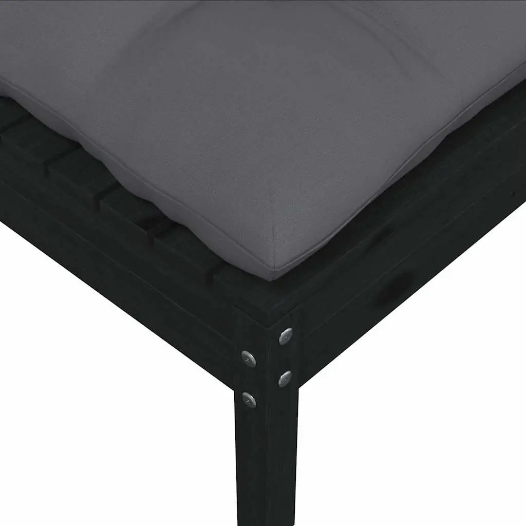9 Piece Outdoor Lounge Set with Black Cushions and Pinewood