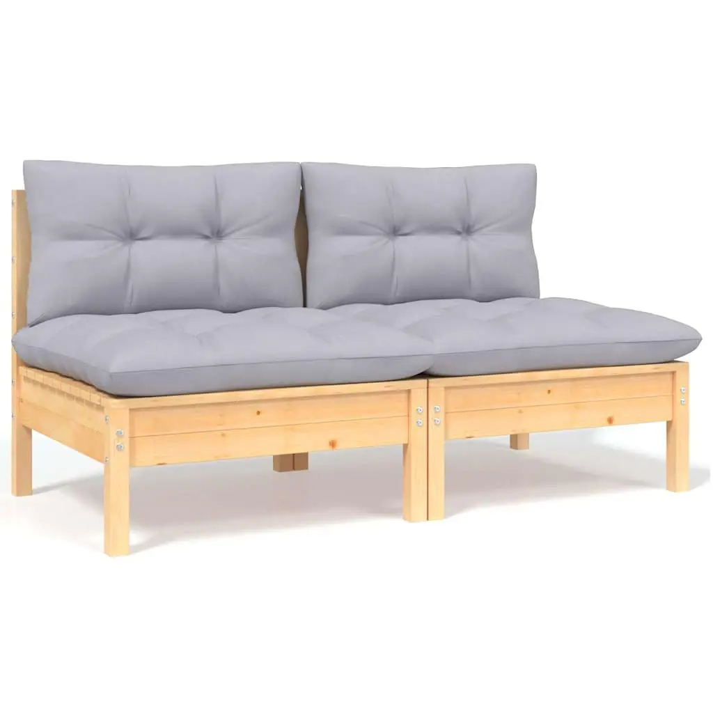 5 Piece Modular Garden Lounge Set with Durable Grey Cushions