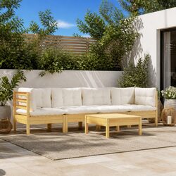 Sturdy 5 Piece Garden Lounge Set with Cream Cushions