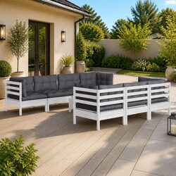 8 Piece Modular Outdoor Garden Lounge Set with Cushions