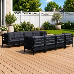 Durable 9 Piece Garden Lounge Set with Cushions