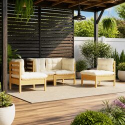 Durable 4 Piece Garden Lounge Set with Cream Cushions