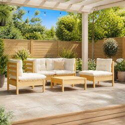 5 Piece Outdoor Patio Furniture Set with Cream Cushions