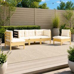 5-Piece Outdoor Garden Lounge Set with Cream Cushions