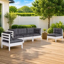 Sturdy 5-Piece Garden Lounge Set with White Cushions